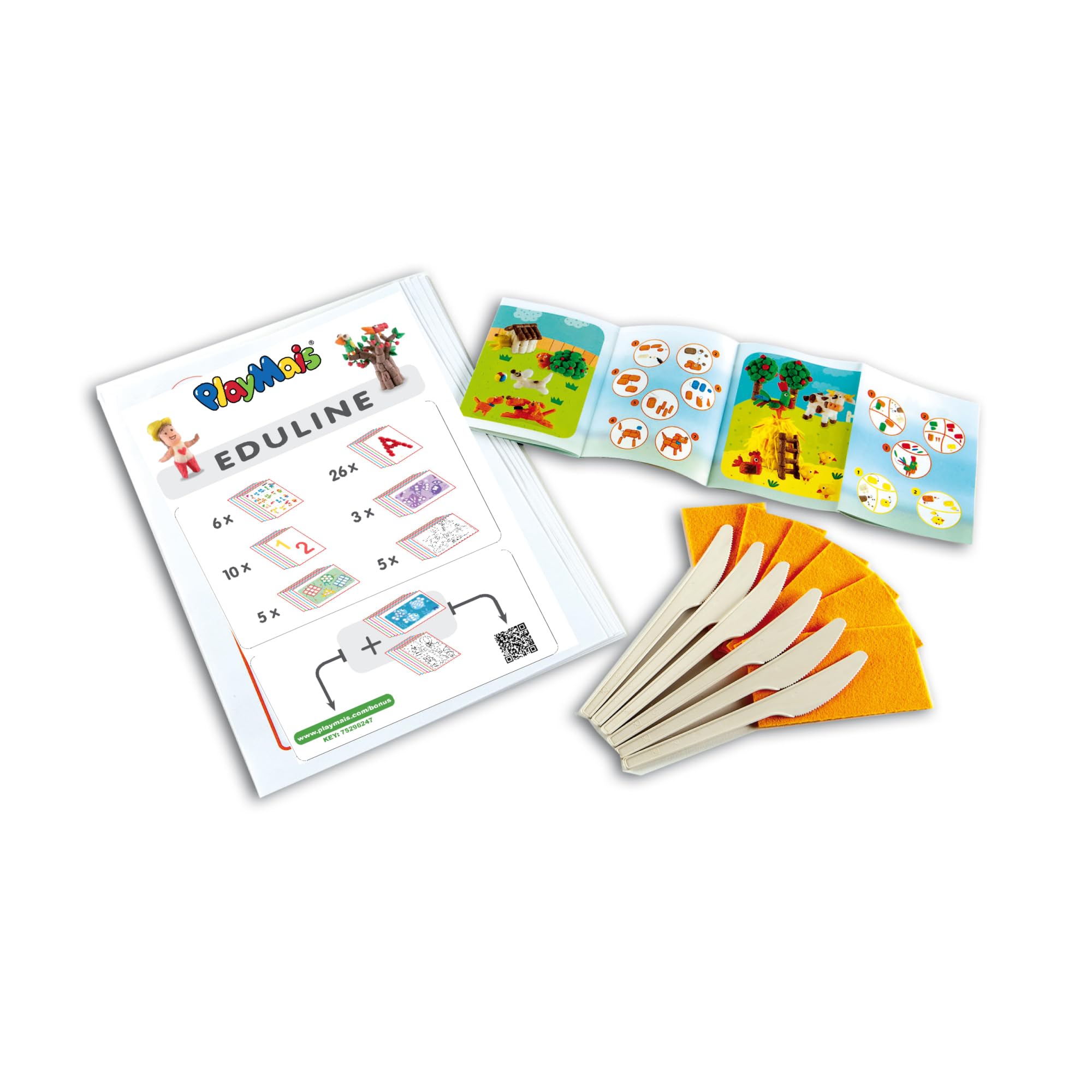 Playmais EDULINE Bastel-Set für Kinder ab 3 Jahren | Motorik-Spielzeug 50 Seiten Vorlagen zum Basteln & Lernen | Fördert Kreativität & Feinmotorik | Natürliches Spielzeug (Small)