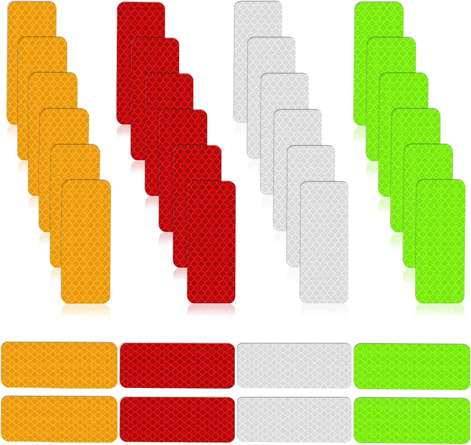32 Pieces Safety Reflective Stickers, Outdoor Waterproof Reflector Tape 4colors, Reflective Tape Stickers for Vehicle, Bicycles, Motorcycles, 1.18 x 3.15 Inch (32)