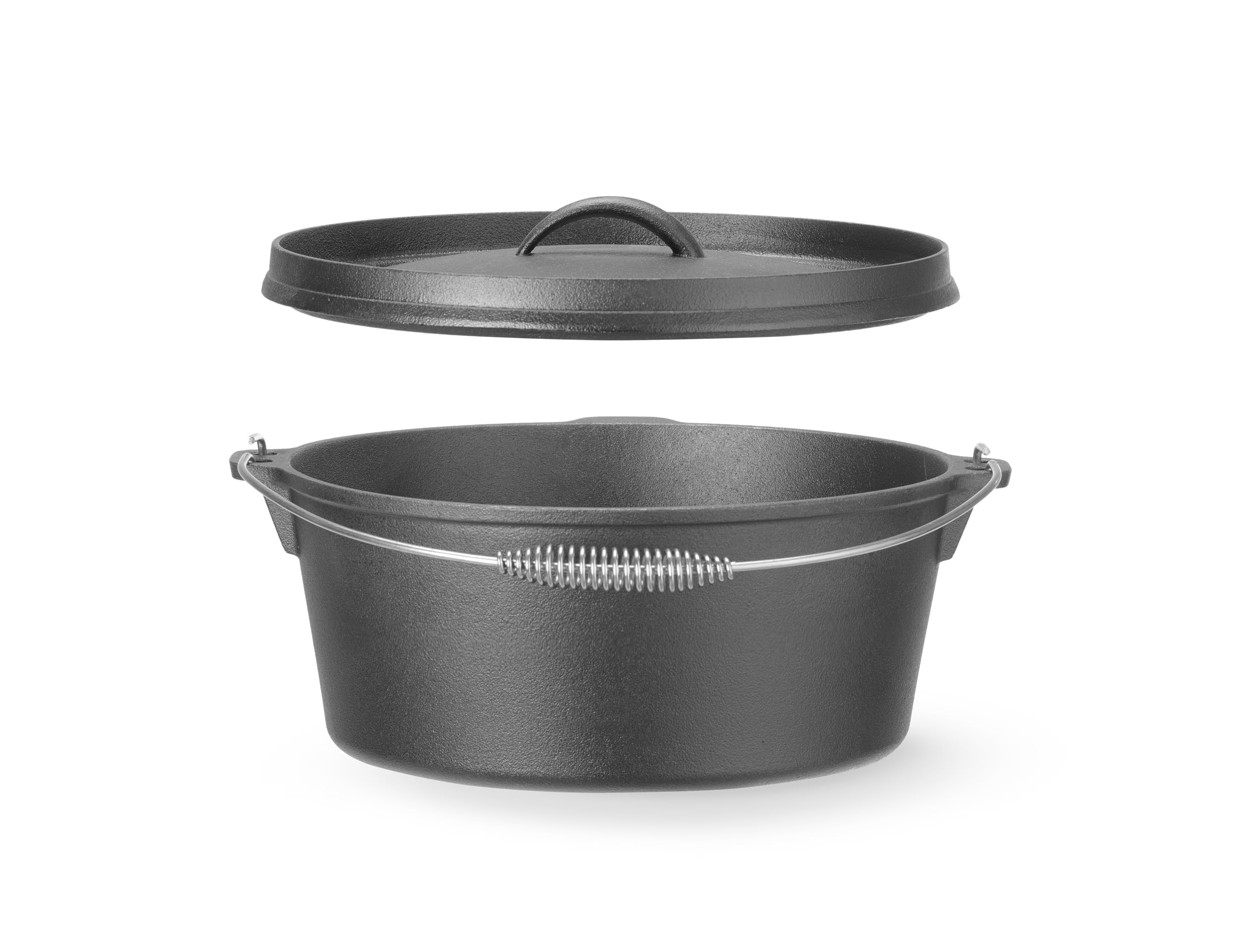 HENDI Pentola in ghisa con coperchio e manico ad arco, adatta a fuoco aperto, forno, piano cottura a gas, induzione, elettrico e vetroceramica, 7,2L, ⌀310x(H)130mm
