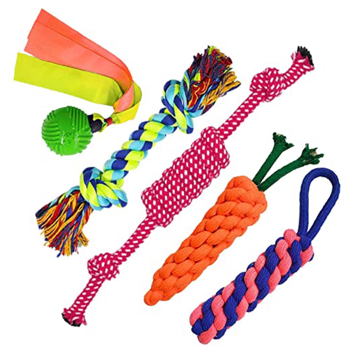 Cature Rope & Squeaky Toys for Puppy, Carrot Rope Toy, Ball Squeaky Toy, Dummy Rope and 2 Knots Rope Toy for Dog and Puppy (Multi Color, Pack of 5)(Combo15) (B0CJ39ZL3V) Amazon Price History, Amazon Price Tracker
