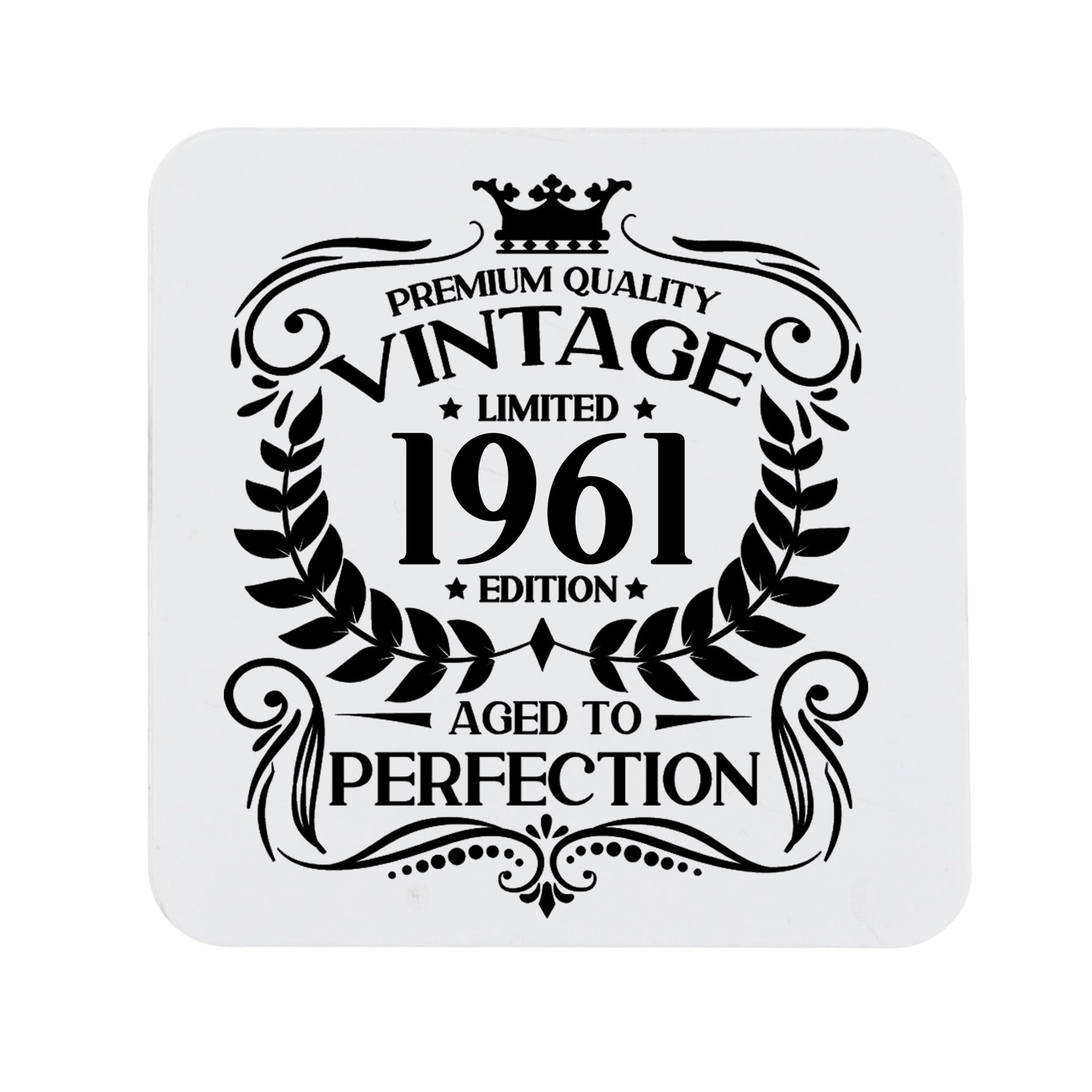 65th Birthday Gift for Men Vintage 1961 Aged to Perfection Printed Coaster Present for 65 Year Old Etched Printed Placemat (Printed Coaster)