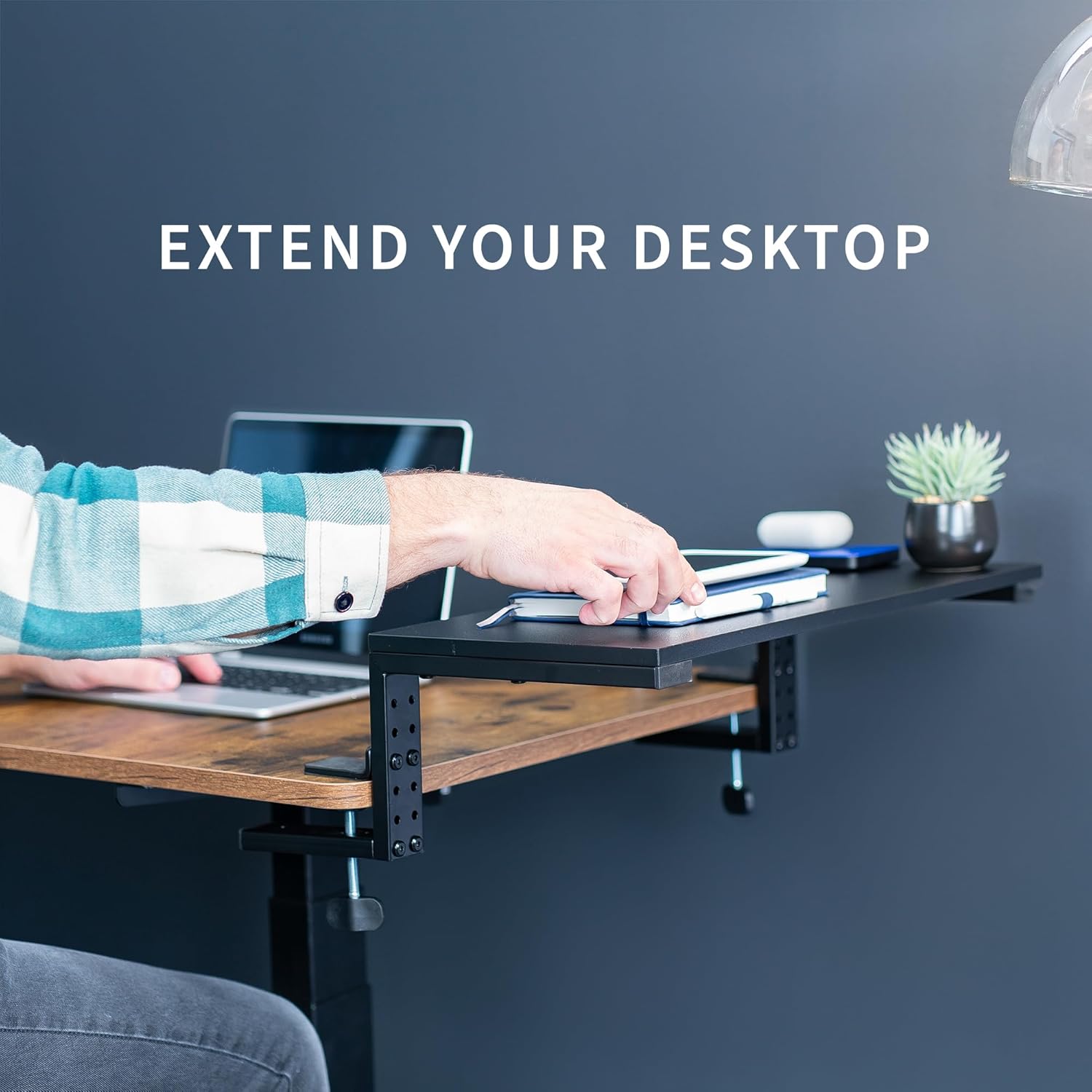 VIVO Clamp-on 22 inch Desk Extension Shelf for Gaming PC, Ergonomic Computer Monitor and Laptop Riser, Printer Stand, Versatile with Freestanding Feet Included, Desktop Organizer, DESK-SHELF22B