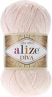 AlizeDiva Silk Effect 100% Microfiber Acrylic Yarn 1 Ball skeins 100gr 383yds Color (382 - Powder)