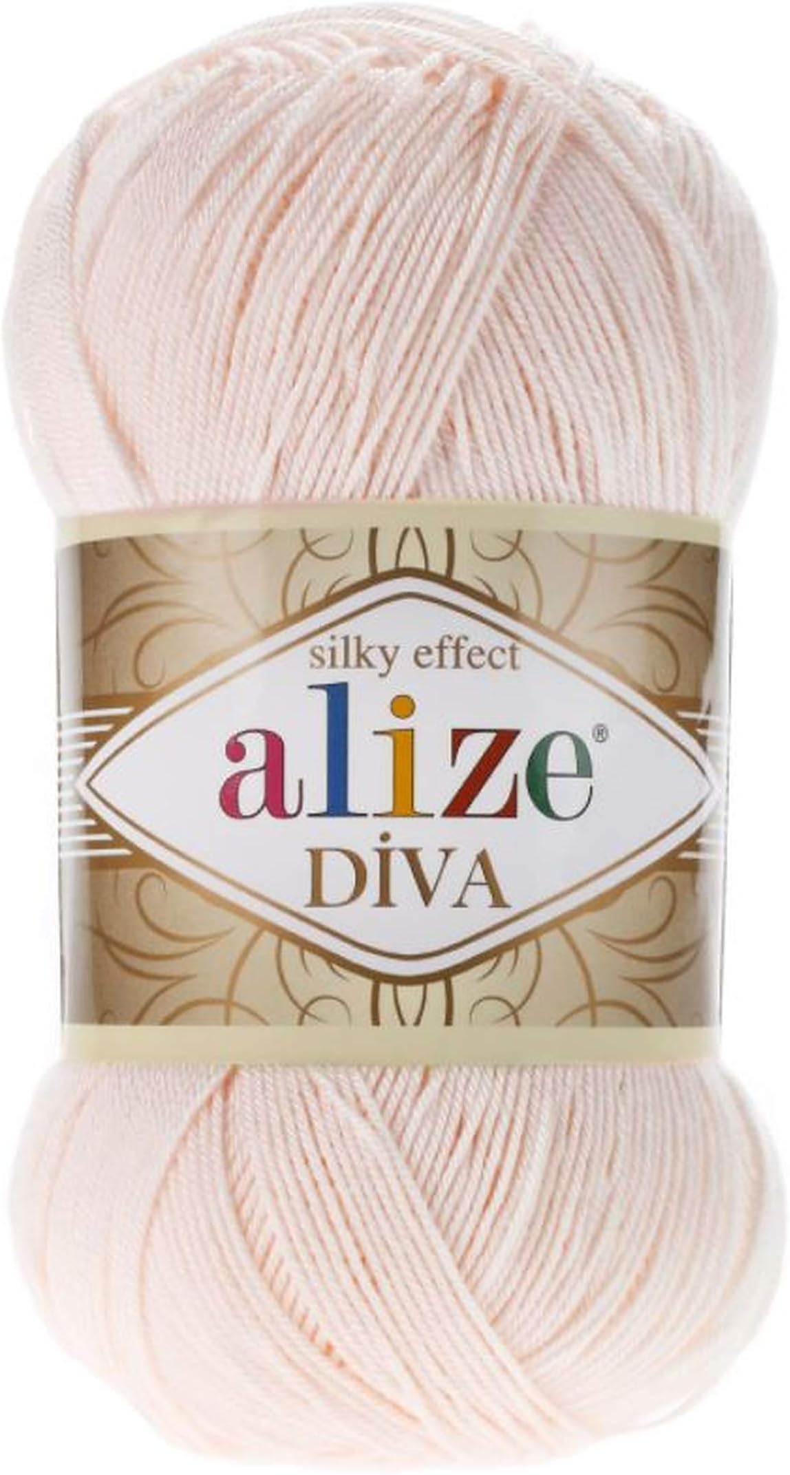AlizeDiva Silk Effect 100% Microfiber Acrylic Yarn 1 Ball skeins 100gr 383yds Color (382 - Powder)