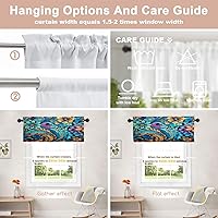 Vista 149 de Shrahala Ethnic Geometric Tribal Kitchen Valances Half Window Curtain, Native American Navajo Tribal Design Print Kitchen Valance for Window Ink