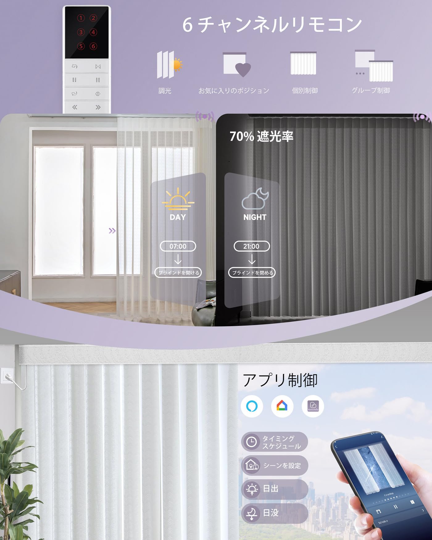 Graywind 電動縦型ブラインド ホワイト 巾210cm 丈250cm 2台 Amazon