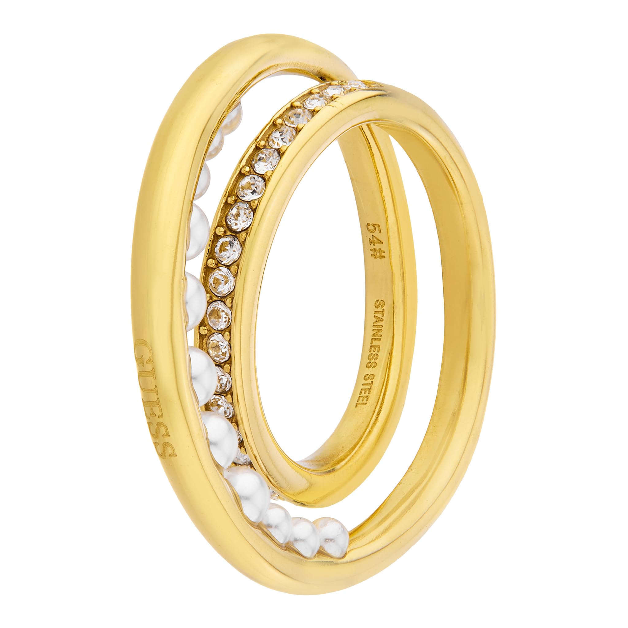 Tiny Pearly Yellow Gold Women's Ring - Premium Stainless Steel, High Tarnish Resistant Designs - UBR05525YG54-image-16