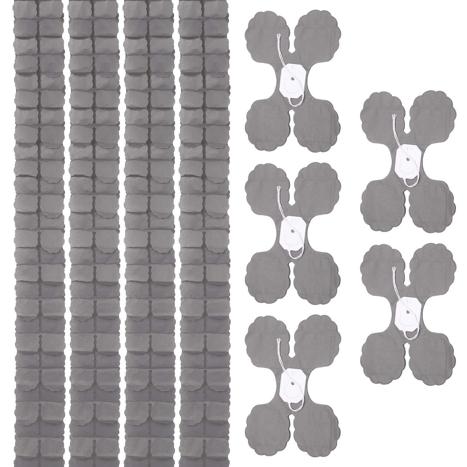 sourcing map 9 Pcs Four Leaf Paper Flowers Garland, Paper Streamers Reusable Hanging Garland for Home Birthday Wedding Party Backdrop Decoration, Gray