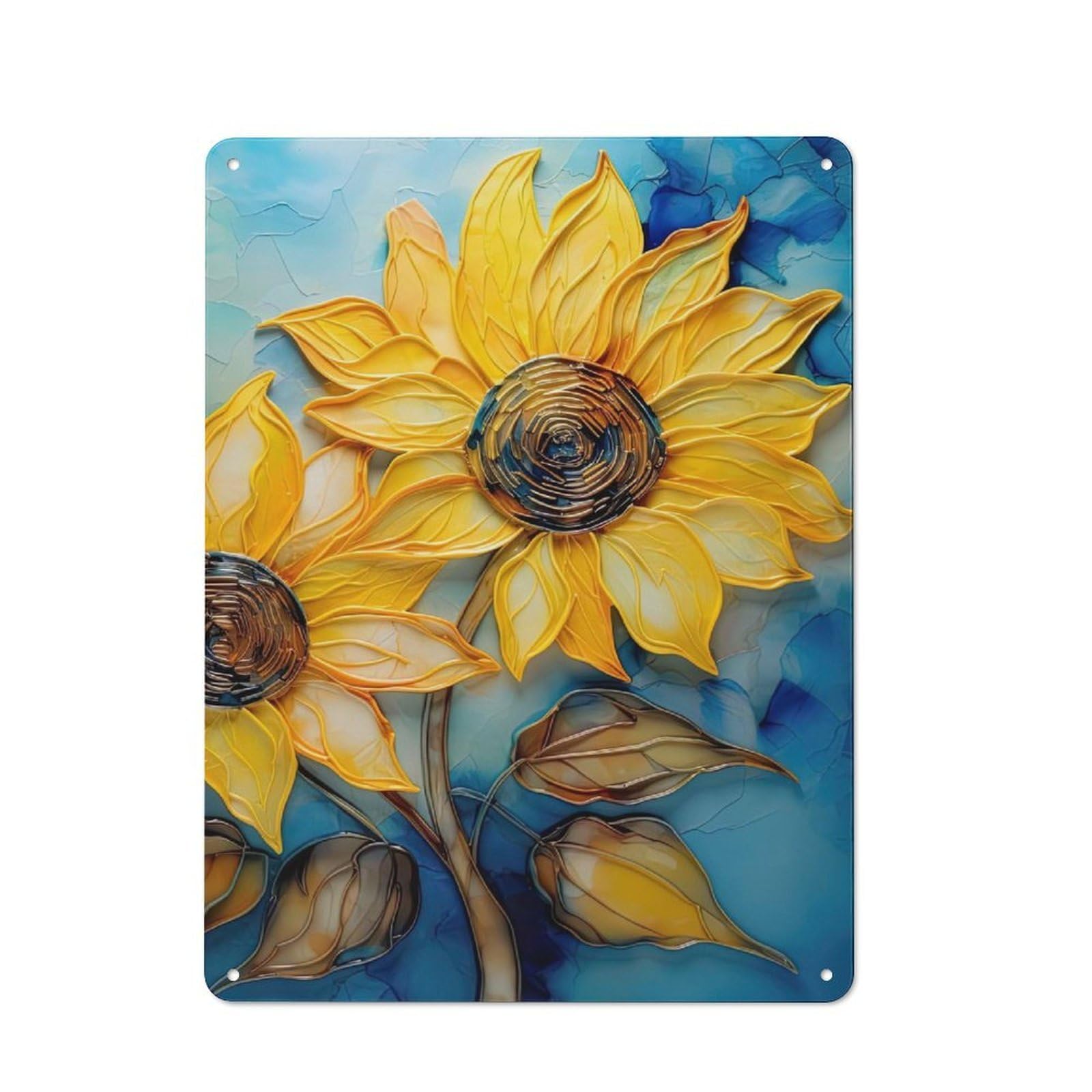 Junmoney Sunflower Art Tin Sign 40X30cm With For Living Room Wall, Rustic Decor, For Living Room Decor Lovers