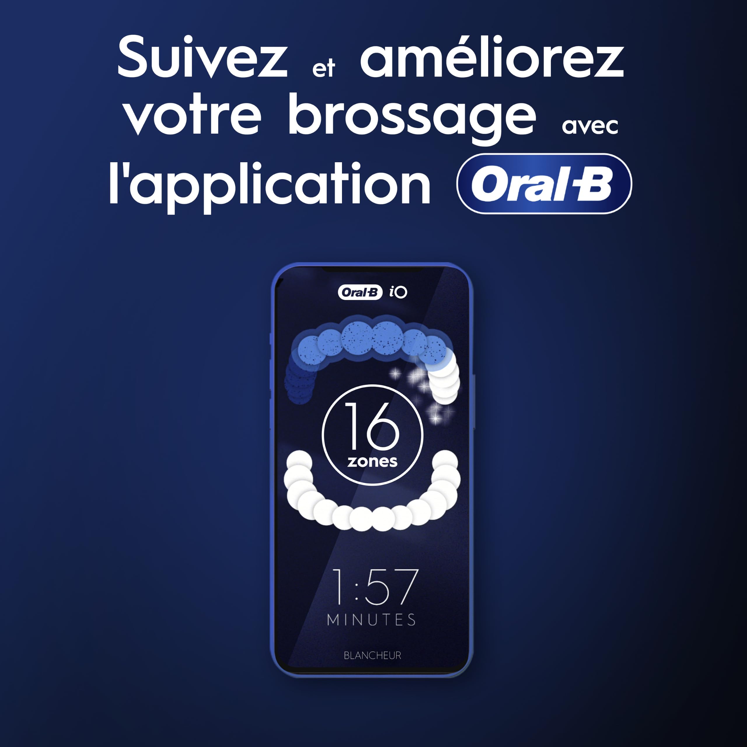 Oral-B Brosse à dents électrique rechargeable iO 10, capteur de pression, affichage interactif, intelligence artificielle avec coaching en direct, 1 tête, 1 brosse, étui de voyage, blanc, idée cadeau