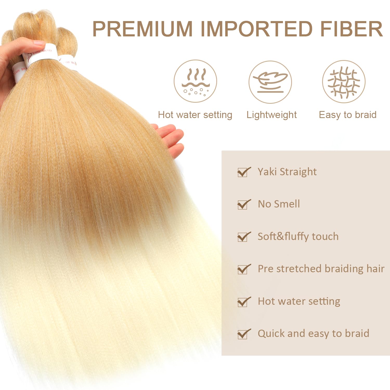 Pre-Stretched Braiding Hair ShowJarlly Soft Free Synthetic Fiber Corchet Braids Natural Black 1Pack/Lot Knotless Braiding Extensions Hot Water Setting Braiding Hair (30inch,T27/613#) - Image 4