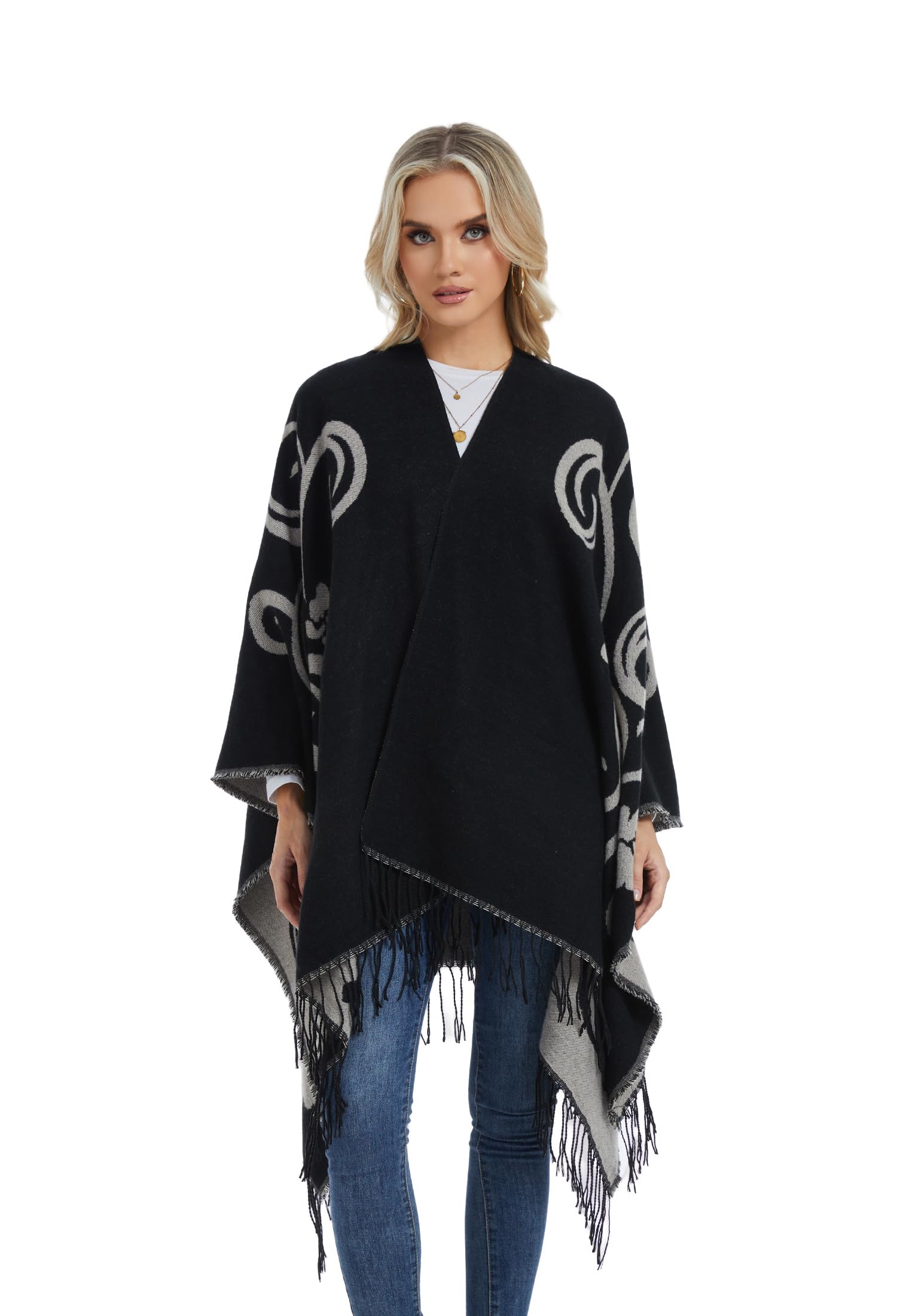 Châles Femme, Poncho Cape Cardigan Ouvert Doux, Pull Écharpe Oversize pour Soirée, Mariage, Fête, Voyage