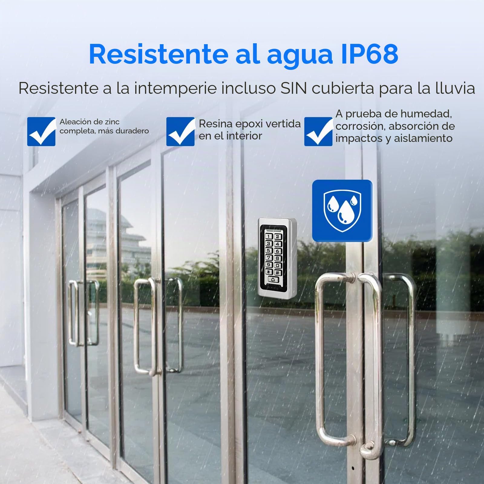 Retekess T-AC03 Control de Acceso Puerta, Teclado Acceso Impermeable IP68, Teclado Táctil Proximidad para RFID Sistema de Control de Acceso 125KHz Retroiluminación 2000 ID Wigan 26 Garaje Departamento