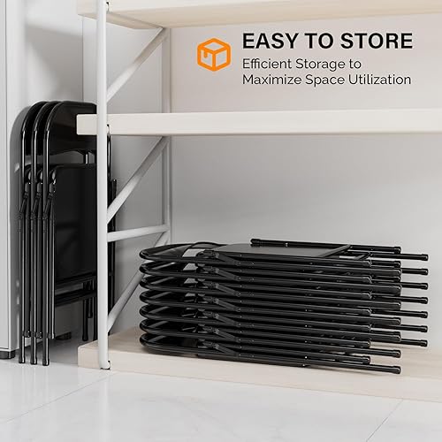 Miniatura 8 de VINGLI Sillas plegables con marco de metal de acero, capacidad de 350 libras, duraderas, portátiles y versátiles para uso en interiores y