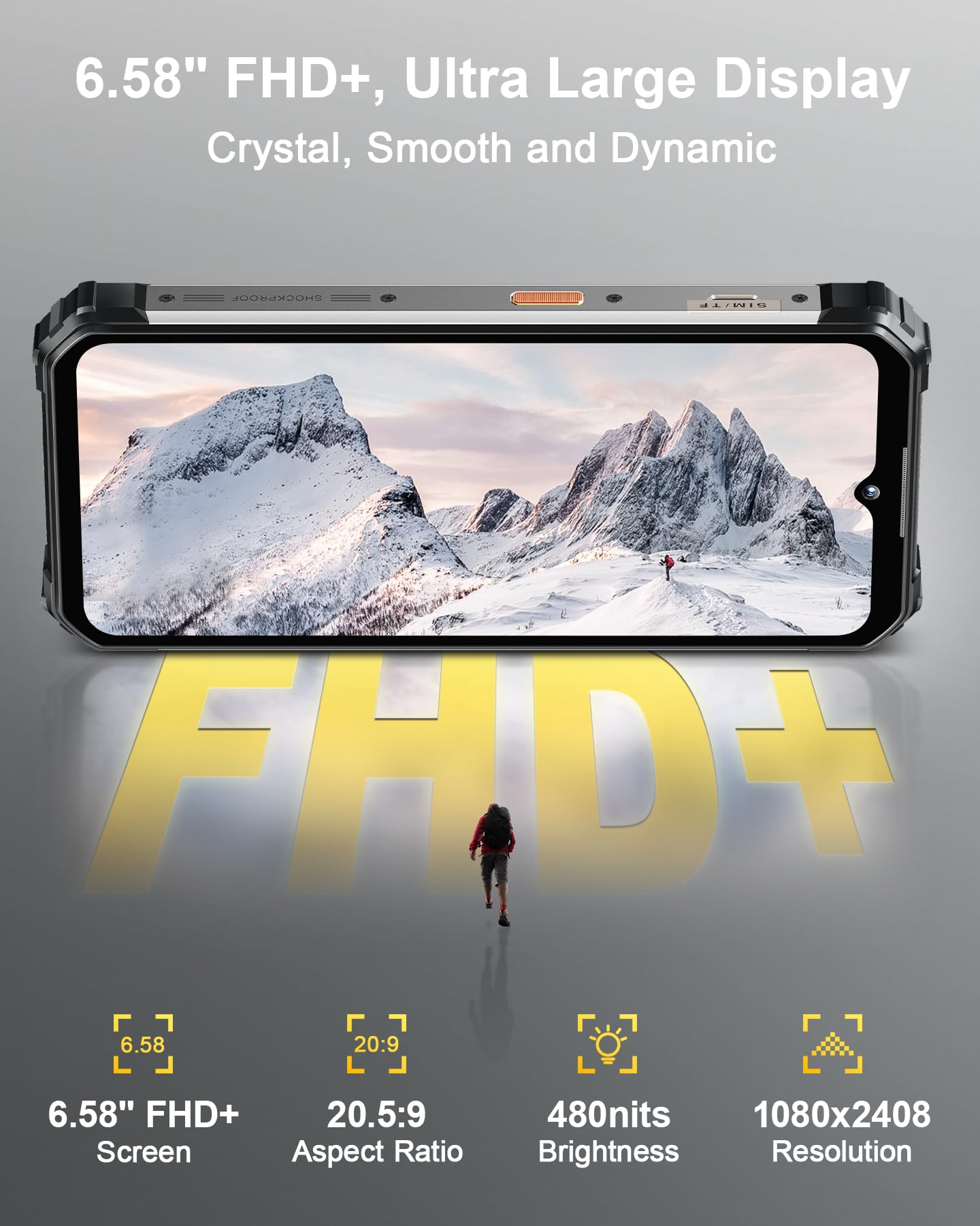 OUKITEL WP26 Unbreakable Phone, 16GB RAM + 256GB ROM, Battery