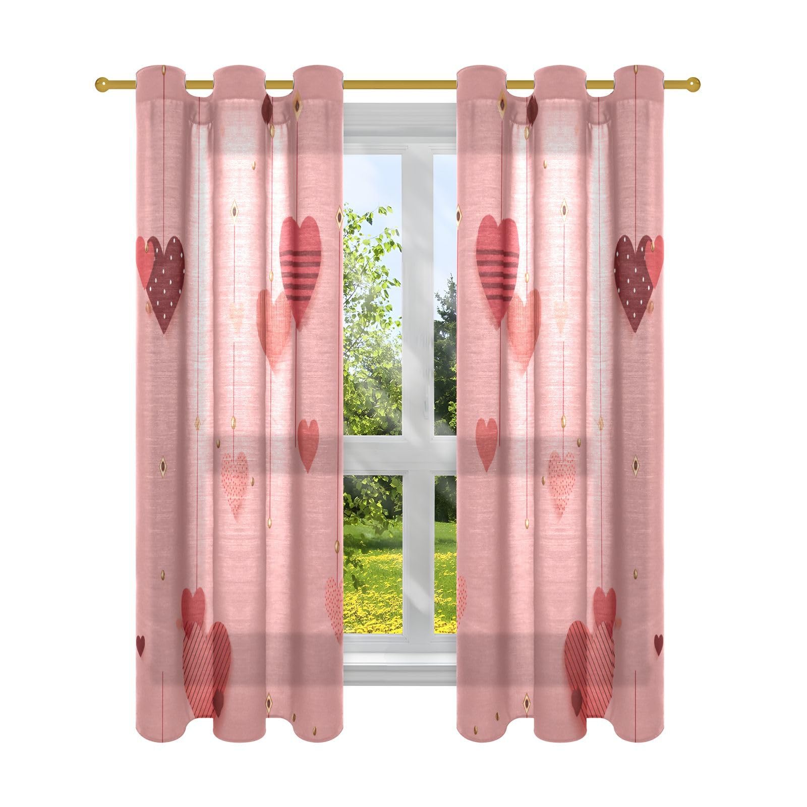 Rideaux occultants cœur rose bloquant la lumière pour fenêtre de 160 cm