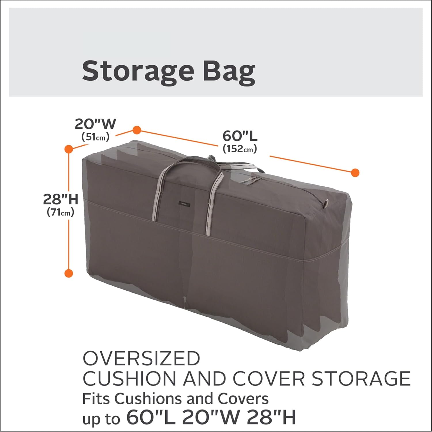 Classic Accessories Ravenna Water-Resistant 60 Inch Patio Cushion and Cover Storage Bag, Patio Furniture Covers