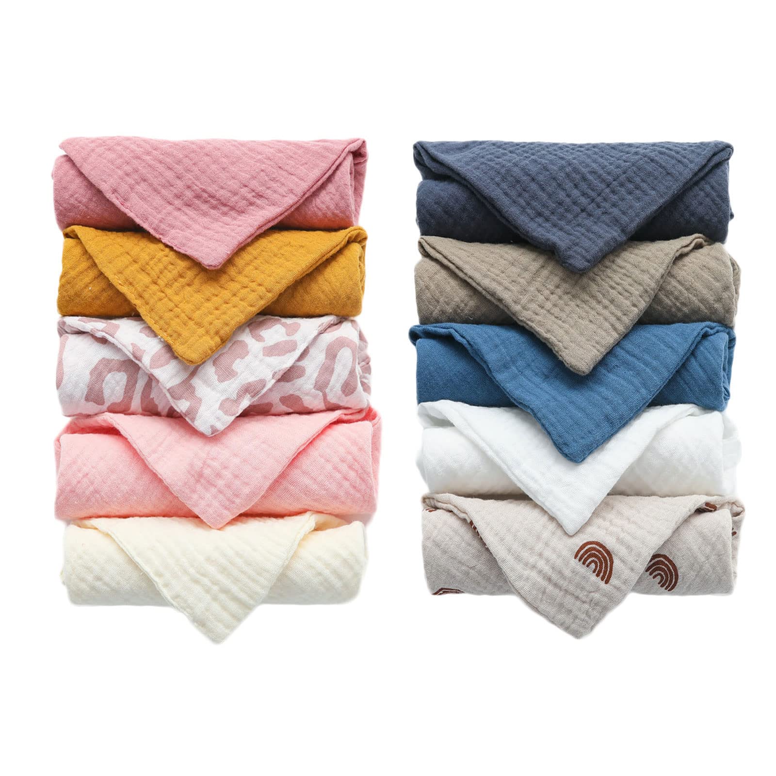 Gants de toilette bébé et tissu de rot mousseline crêpe lavable