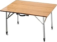 Vista 15 de Camco Mesa de camping plegable de bambú con patas de aluminio, parte superior de bambú natural mide 25 ½ x 19 ¾ pulgadas y soporta hasta 85 libras