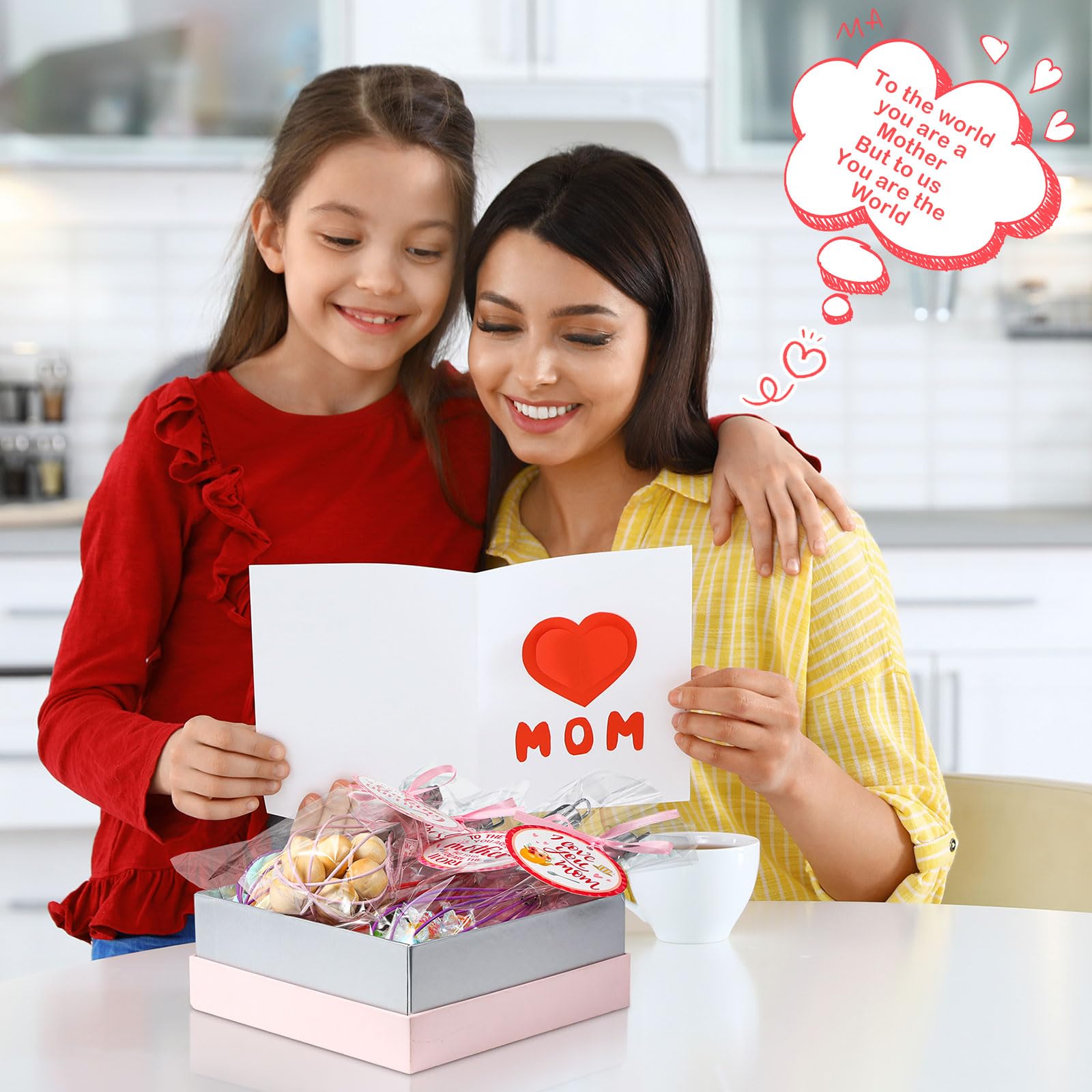 Domensi 24 juegos de batidores de silicona para niños para el Día de la Madre de 10 pulgadas con tarjetas de felicitación, bolsa de cuerda, batidores de huevos para el día de la madre, para cocina,