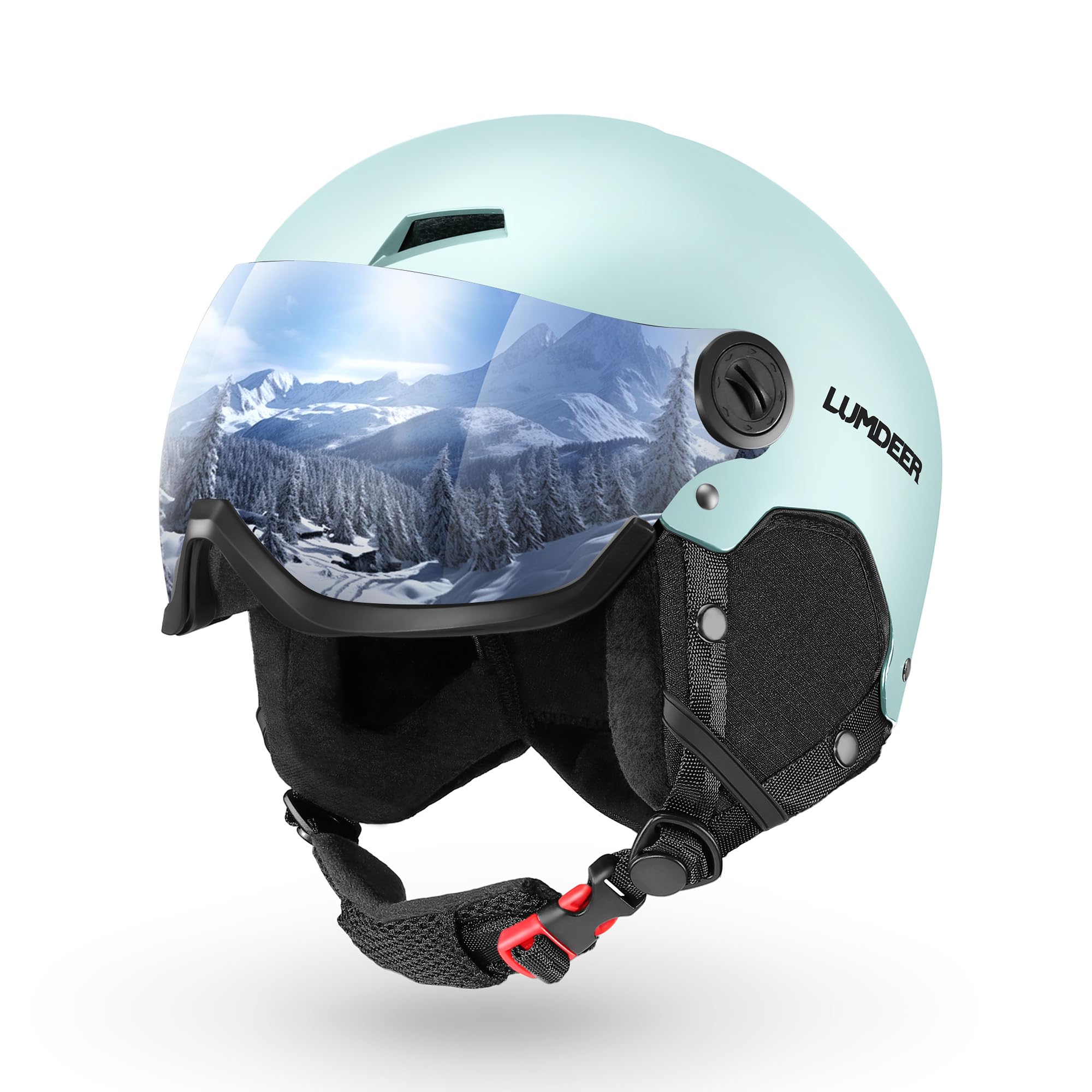 LUMDEER Leichter und Sicherer Skihelm mit Visier für Herren und Damen Ski Helm UV 400 Schutz Snowboardhelm mit Brille für Klare Licht Skihelme Aircon Belüftungssystem