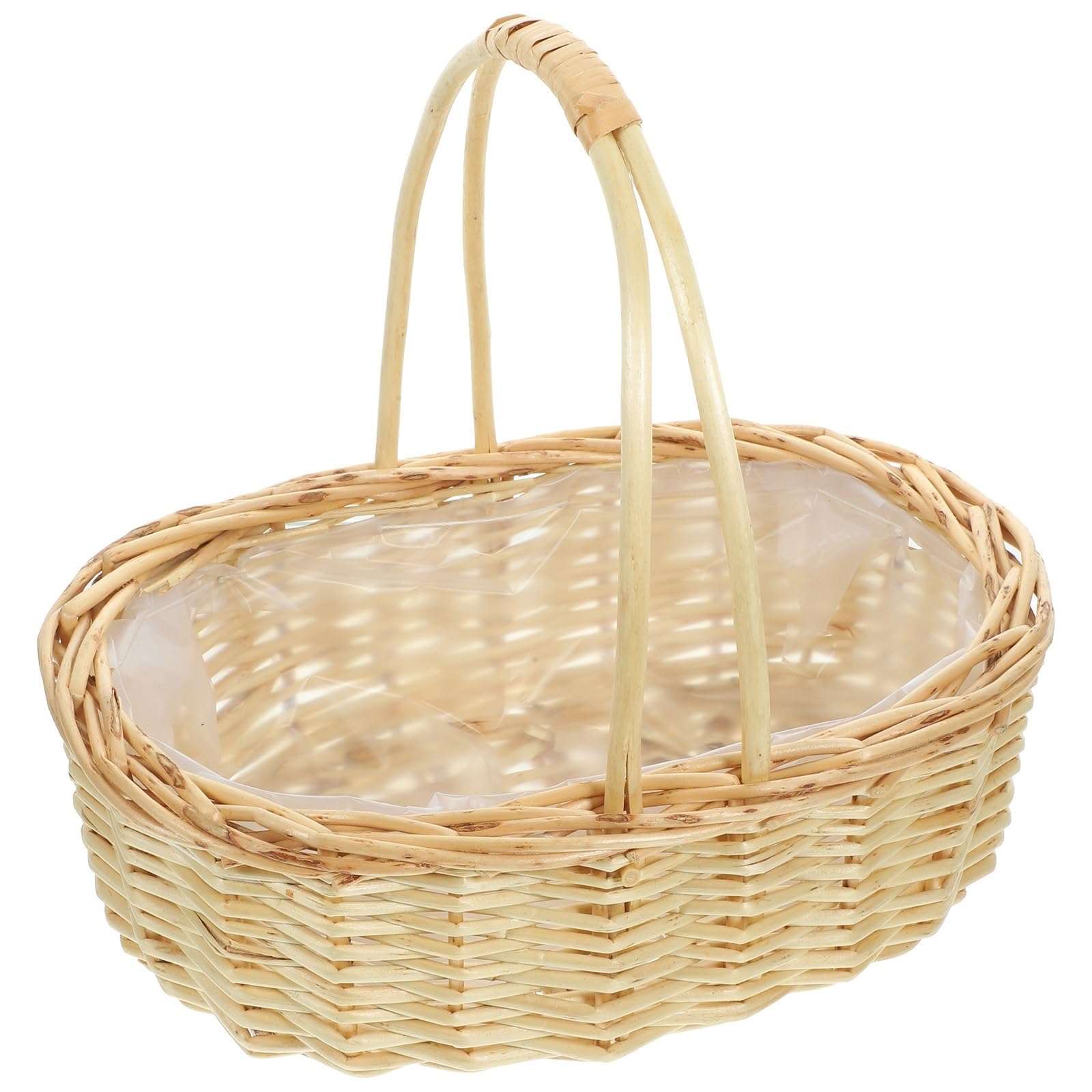 Cestas de frutas Cesta de mimbre portátil for frutas, cesta tejida for Picnic, almacenamiento con asa, cestas prácticas tejidas mano