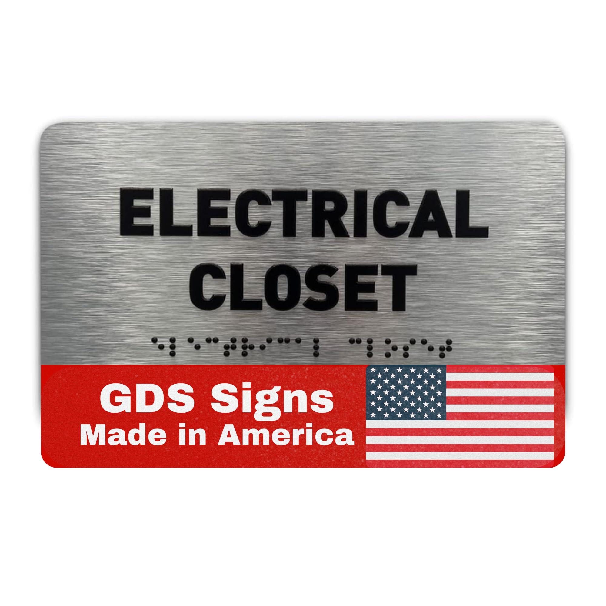Electrical Closet Sign - ADA Compliant Utility Sign, Raised Letters, Grade 2 Braille, TCO Inspection Certified, Install Ready (7”W x 4”H) (Brushed