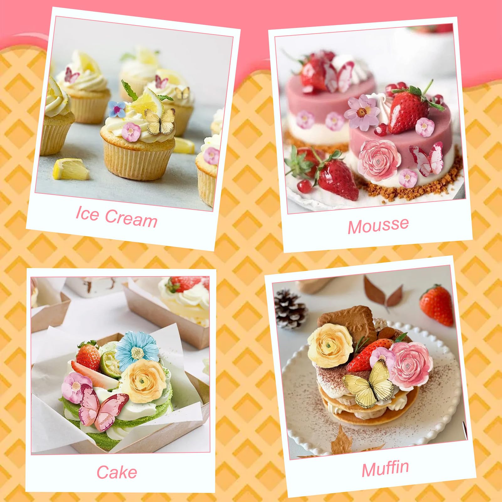 52 Decoraciones Comestibles Para Tartas - Flores Y Mariposas De Papel De Arroz, Diseño 3D, Ideales Para Cupcakes, Bodas, Cumpleaños Y Baby Showers