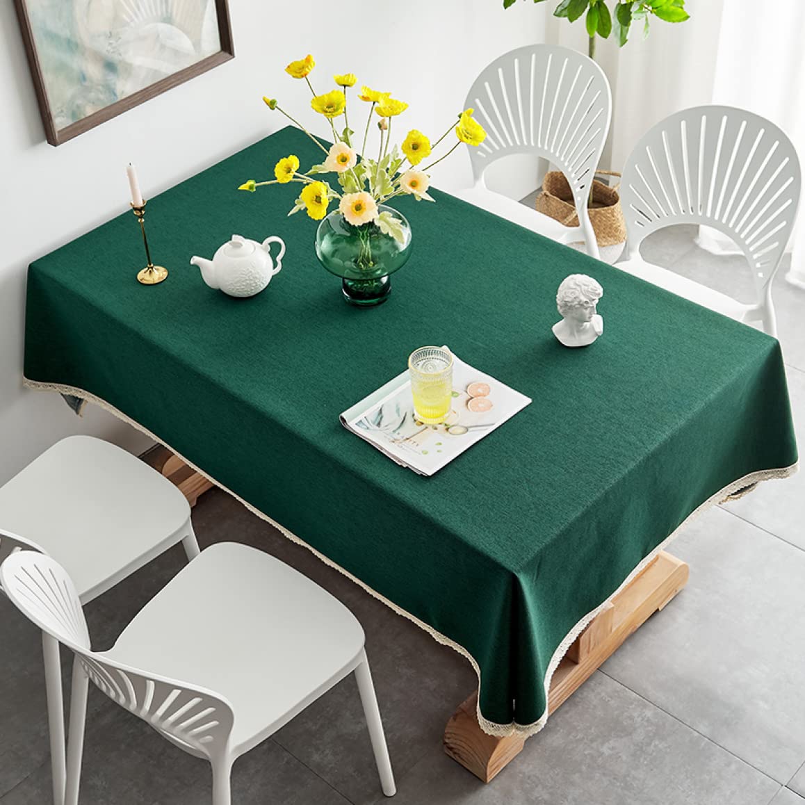 Amazon｜PIRNSDG テーブル クロス 高級 濃い緑色 9サイズ テーブル