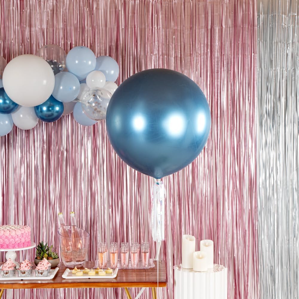 Restaurantware Balloonify 36 Inch Jumbo Balloons 10 Thick Balloons - Strong Latex Fill With Helium Or Air Metallic Blue Giant Round Balloons Decorations For Photo Shoot Wedding Or Party (Pack of 2)