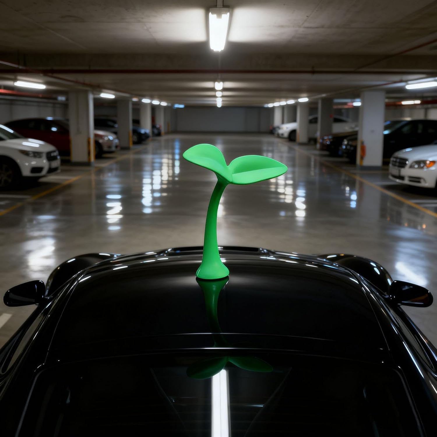 Car Sprout Topper 3D Cute Car Sticker Decal，Waterproof Moving Grass Bean Sprout Green Leaf Dances in Wind, Spot Your Car, Also for Mailbox,Garden, Home, Dog House Decoration