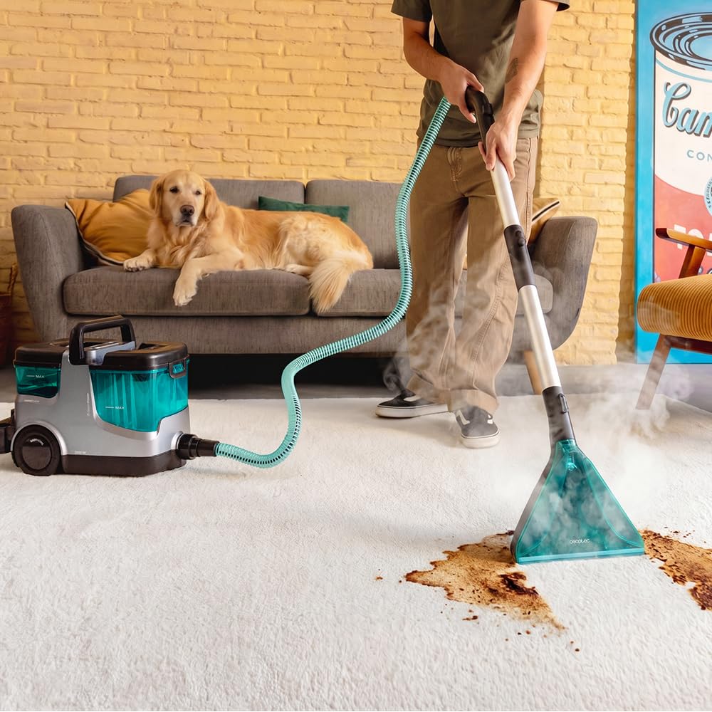 Cecotec Aspirapolvere Lavatappeti Conga CarpetClean 30000 Steam. Potenza 2200 Watt, Aspirazione 18 kPa, Vapore e Acqua calda, Raggio di 8 Metri, grande Serbatoio, Ruote integrate, Igiene imbattibile