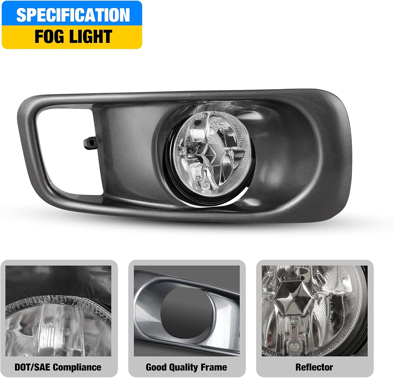 AUTOWIKI Fog Lights For 1999-2000 Honda Civic SI Type R Replace Lamp Pair Clear Glass Lens with Switch and Wiring Kit