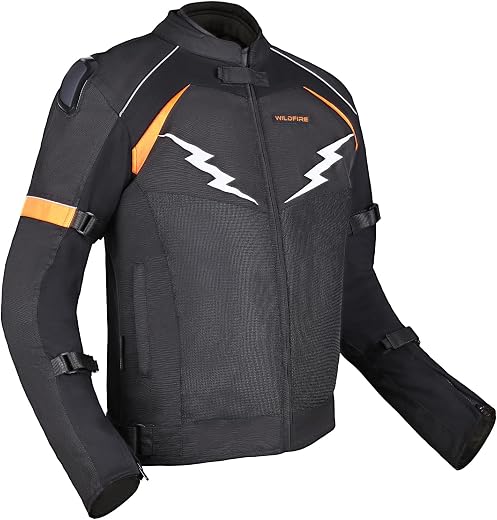 Allextreme WILDFIRE Bike Riding Jacket CE Level 2 Certified Armour Protector for Back Elbows Shoulders Mesh Fabric Motorcy...