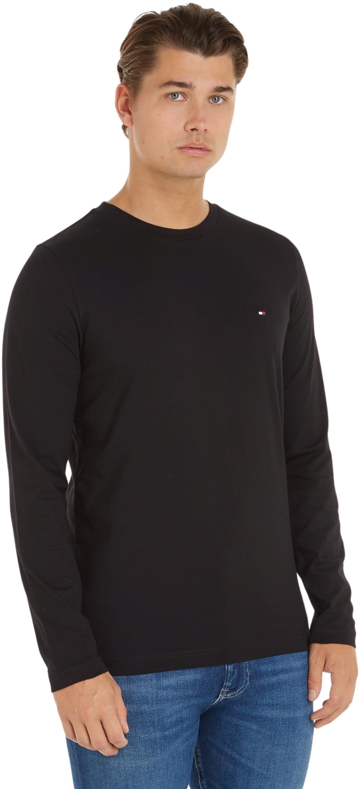 Tommy Hilfiger Camiseta de Manga Larga Hombre Tommy Logo Long Sleeve Tee con Cuello Redondo Slim Fit