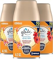 Glade Hawaiian Breeze Automatic Spray Refill 3-Pack, 6.2oz - Tropical Pineapple Hibiscus Peach Air Freshener for Home Bathroom