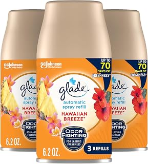 Glade Hawaiian Breeze Automatic Spray Refill 3-Pack, 6.2oz - Tropical Pineapple Hibiscus Peach Air Freshener for Home Bathroom