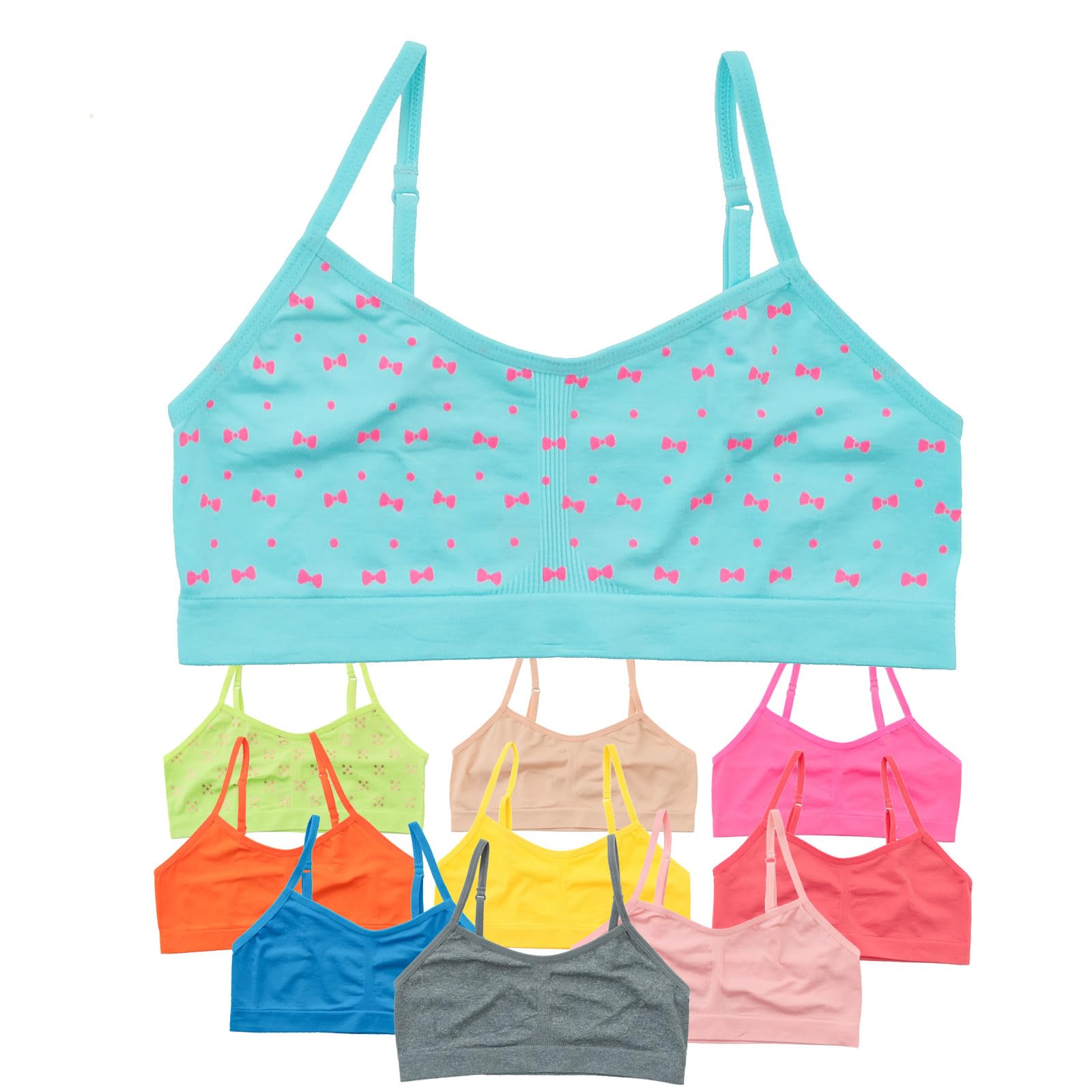 Alyce Ives Girls Seamless Training Bra, Cropped Cami Bra for Teens Pack of 10