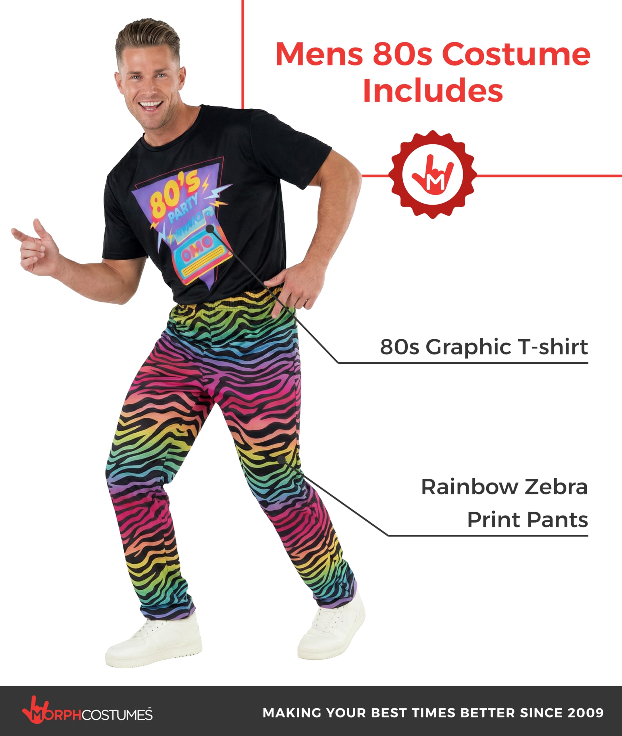 Morph Disfraz Retro Hombre, Traje Fiesta Despedida Soltero, Ropa Fiesta Años 80 y 90