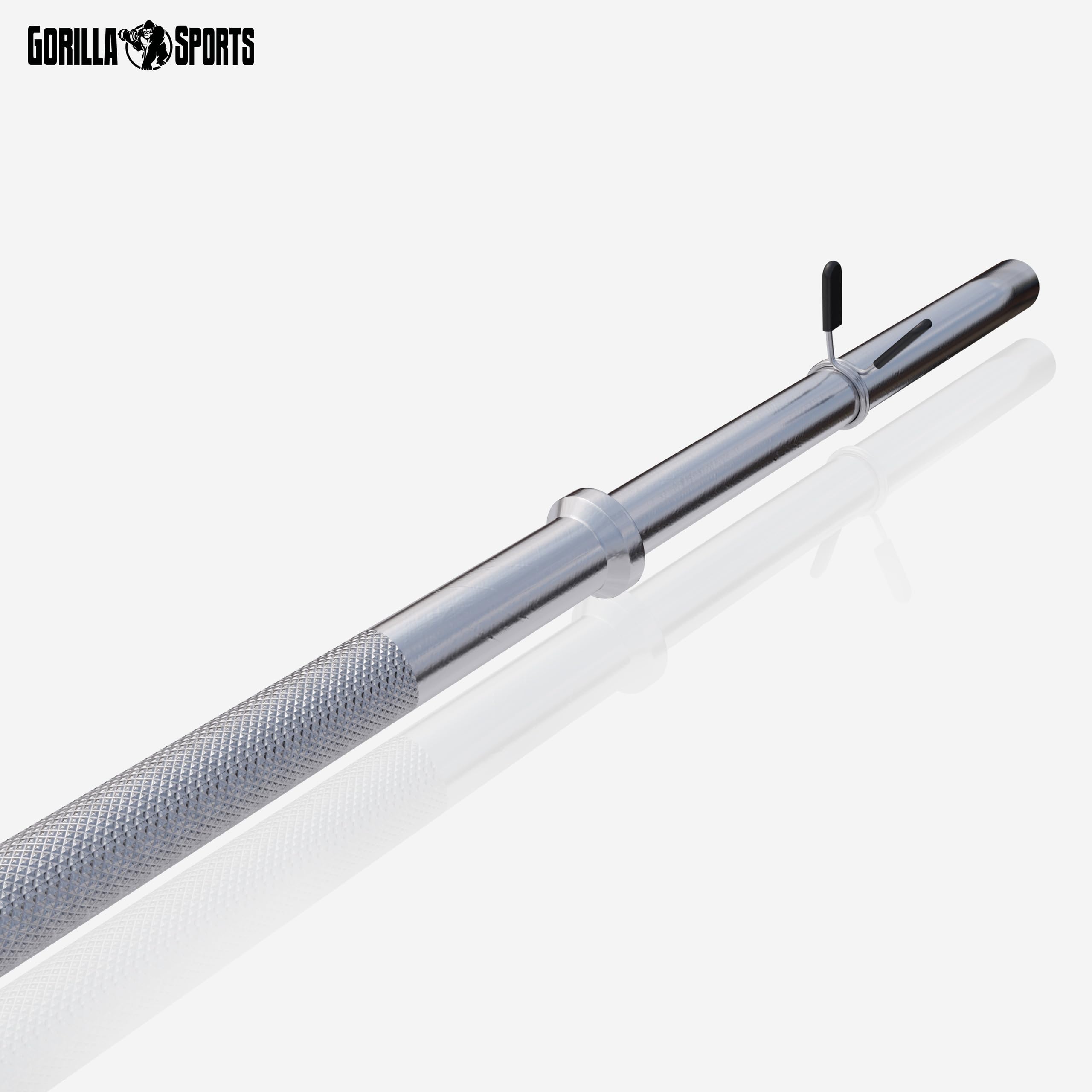 Gorilla Sports® Haltère Longue 170 cm de Barre Chrome avec Fermeture à Ressort en Standard Norme pour entraînement de Culturisme et Le Fitness