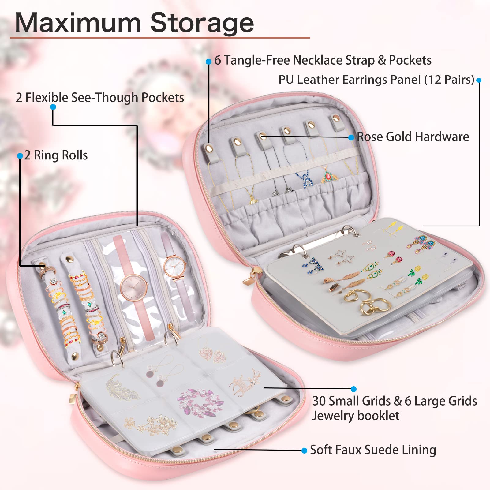 Travel Jewelry Organizer Case Faltbare Schmuck rolle für Reise ringe Halsketten