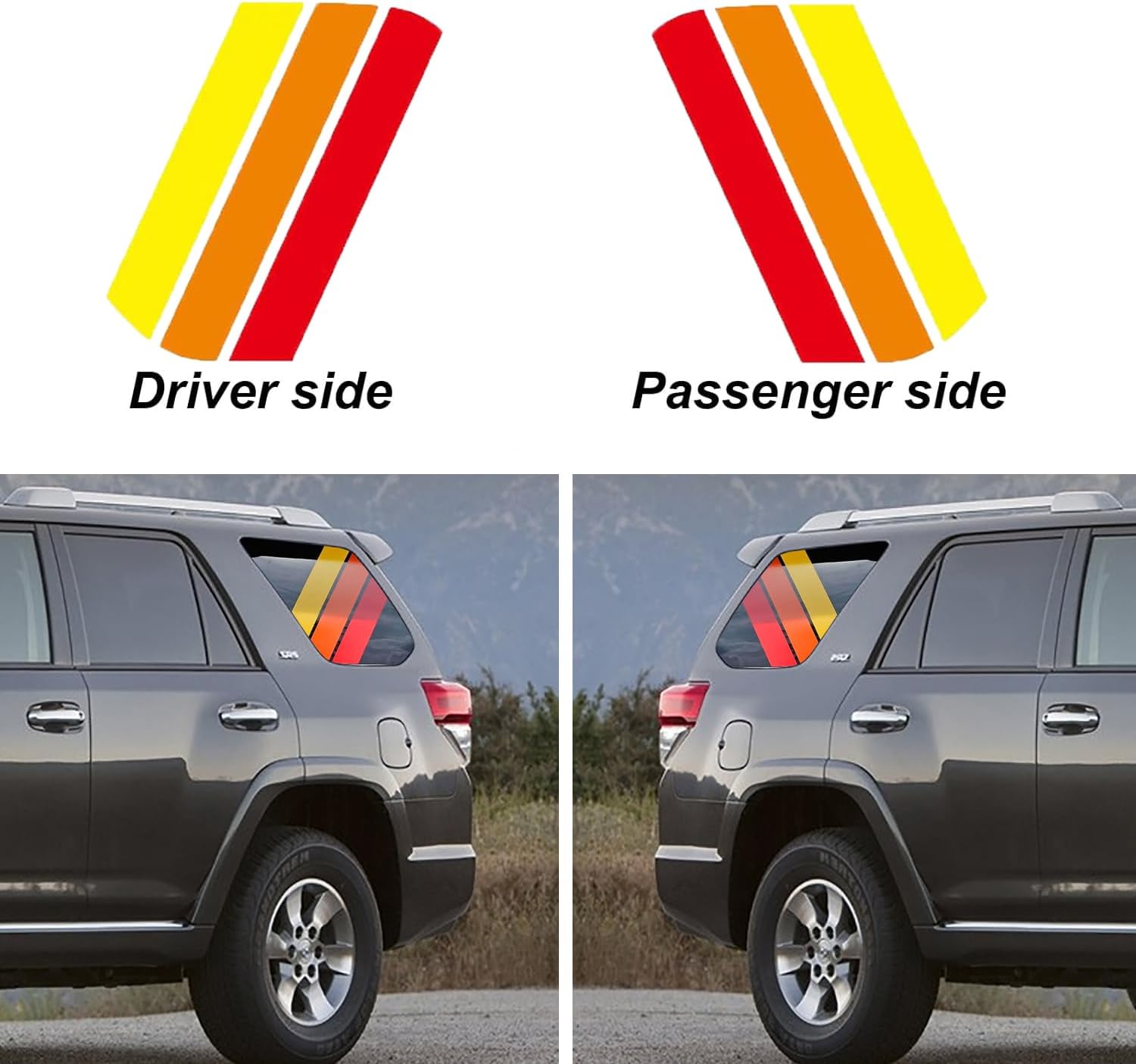 CONGCONG クラシック レトロ 3色 ストライプ リア クォーターウィンドウデカール トヨタ 4Runner 第4世代 200