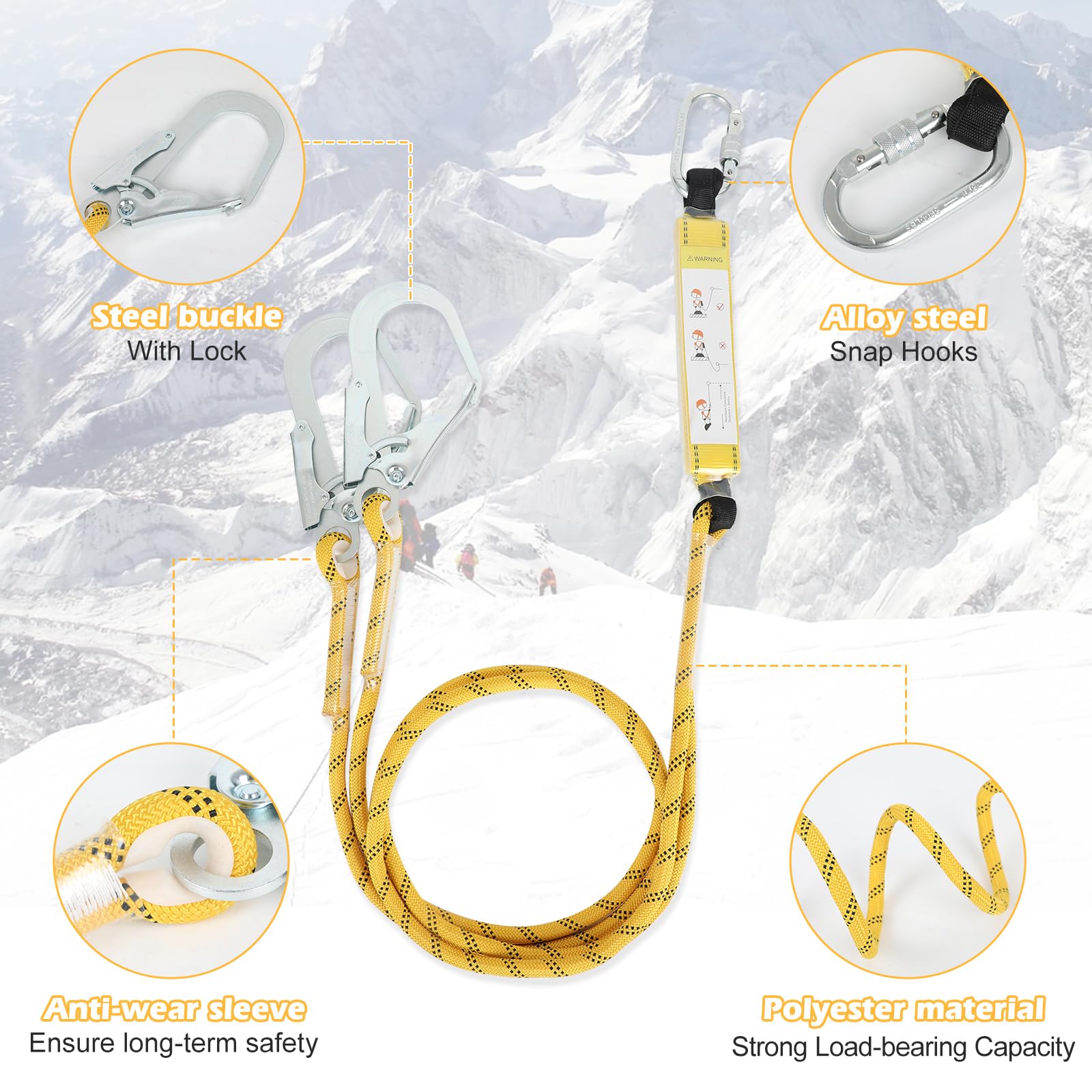 Cintura di sicurezza anticaduta, set di cinture di sicurezza a 5 punti, cintura di sicurezza con cuscinetto e anello a D regolabile, 2 ganci