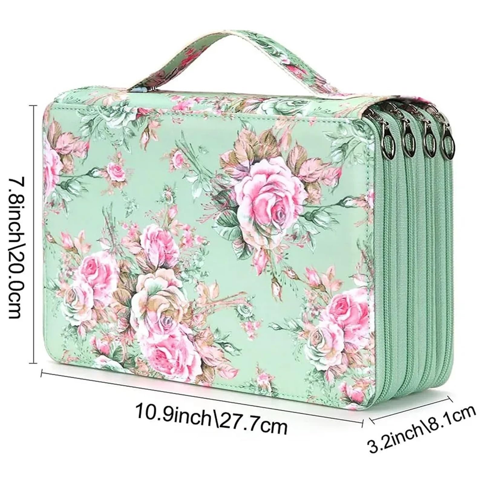 FedermäPpchen Bleistifttasche mit 200 Löchern, Bunte Blumen, Stifttasche, kreatives Skizzieren, multifunktionales Federmäppchen-Set for Studenten mit großer Kapazität(Color-C(Empty Bag))