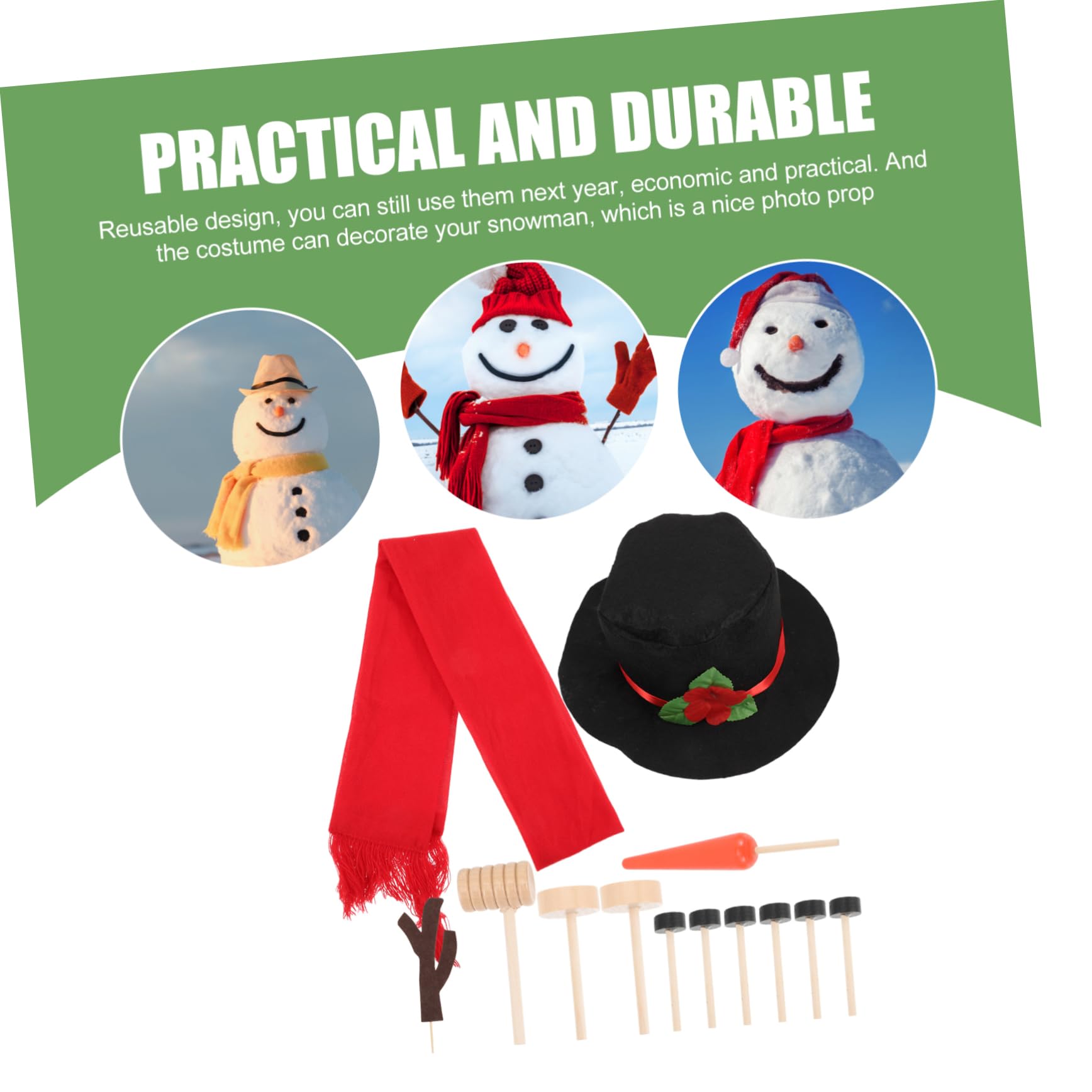PRETYZOOM 3 Sätze Schneemann Verkleiden Sich Schneemann Requisiten Selber Machen Schneemann-zubehör Schneemann-knöpfe-Set Zum Basteln Schneemann-Kleidungsset Schneemann-Requisite Polyester