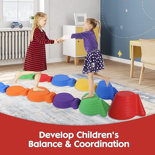 Miniatura 4 de Juego de 11 piedras antideslizantes para niños, bloques de equilibrio para interiores y exteriores, equipo de fitness para niños, promueve el
