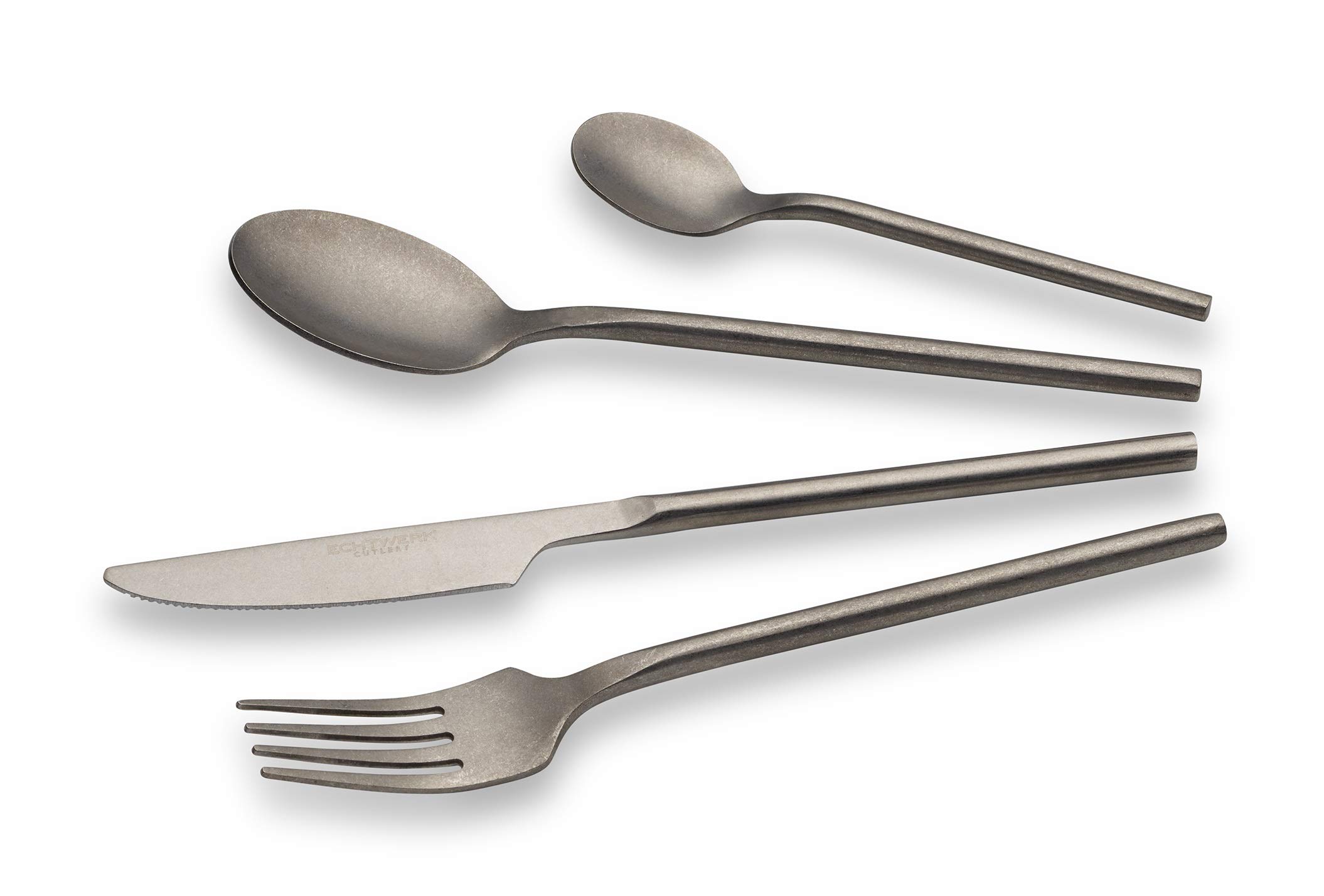 ECHTWERK EW-BS-1675 Tafelbestek Bari, stonewashed zilver, 16-delig, bestek voor maximaal 4 personen, hoogwaardig chroomnikkelstaal, roestvrij staal