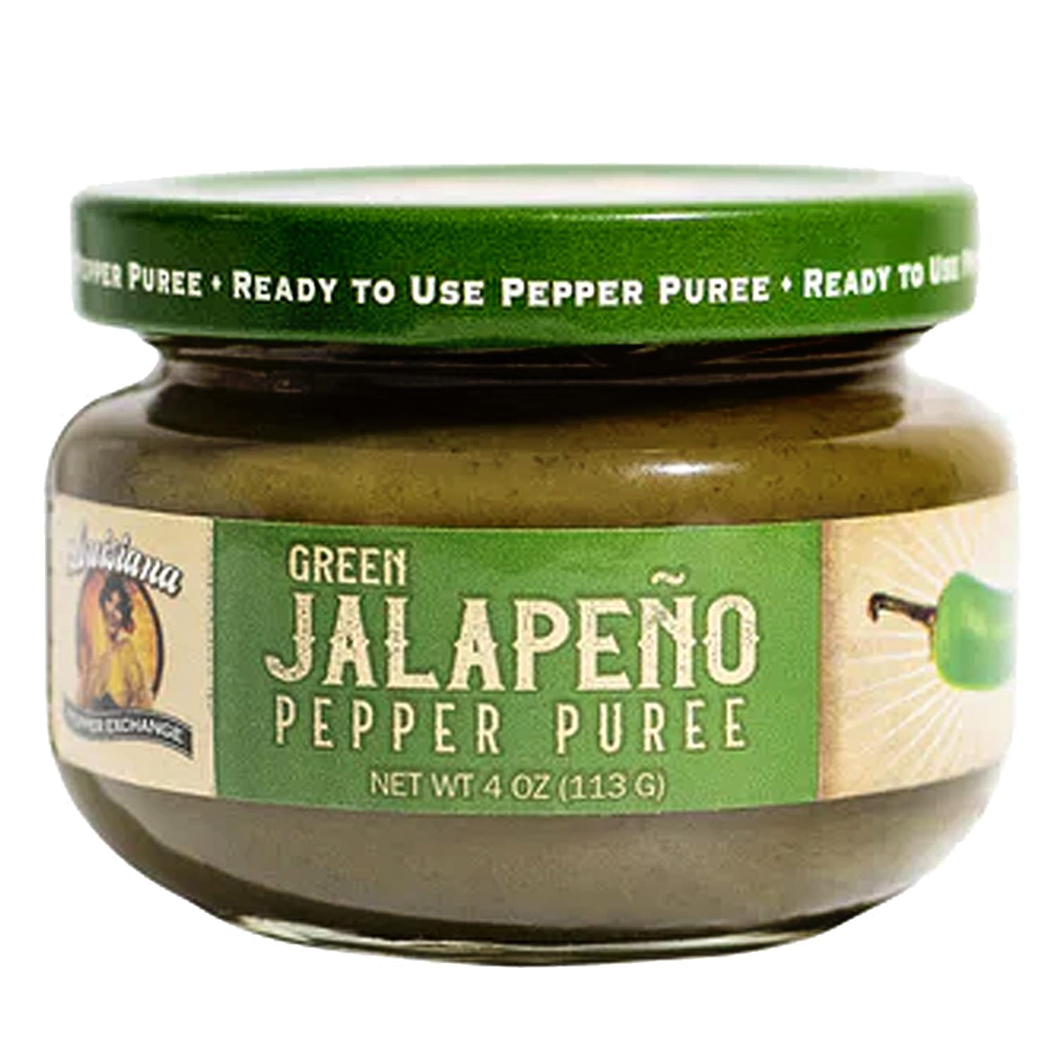 Green Jalapeno Pepper Puree Sauce Salsa, Hot Spicy Flavor Seasoning, Plant-Based, Gluten-Free, Replaces Diced Jalapenos, 2 Pack