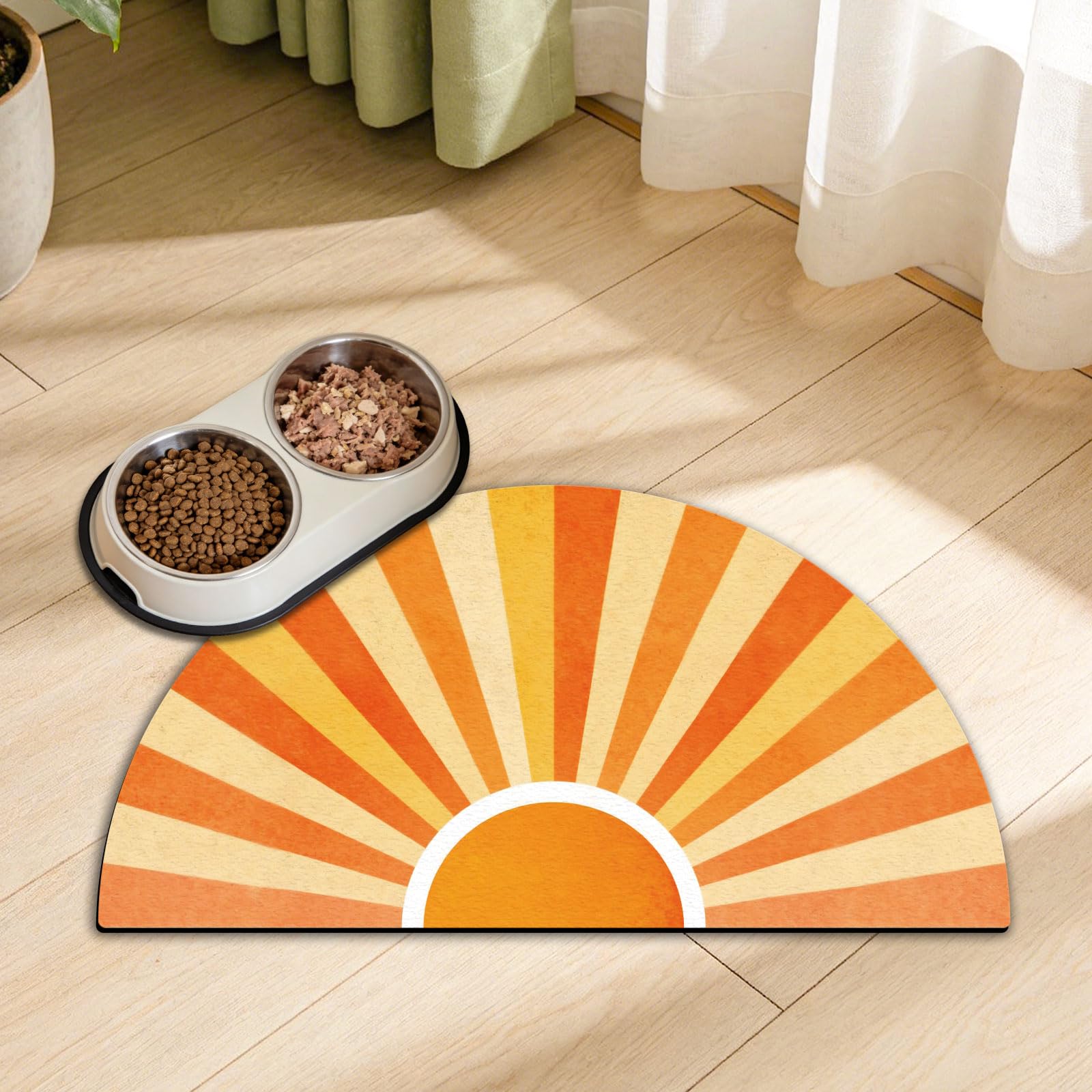 Tapis absorbant pour chat et chien GLOBLELAND Sun demi-cercle motif soleil