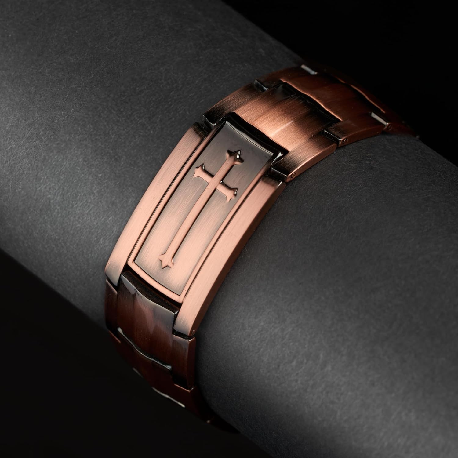 Cross Copper Bracelet for Men 6200 Gauss | Mens Bracelet 99.99% Pure Copper - Adjustable Fit | Christian Cross Magnetic Bracelets for Men - Stylish Religious Jewelry